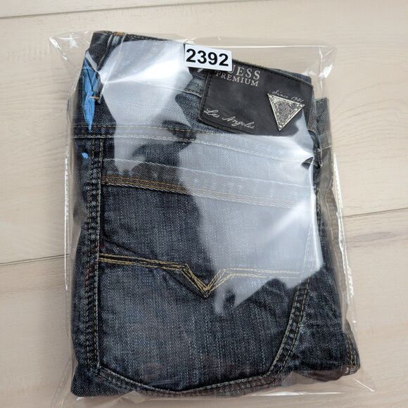 Guess Premium Jeans Mens 32x30 Lincoln Slim Straight Blue Denim - Picture 13 of 14